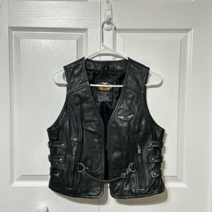 Vintage Harley-Davidson Black Genuine Leather Vest